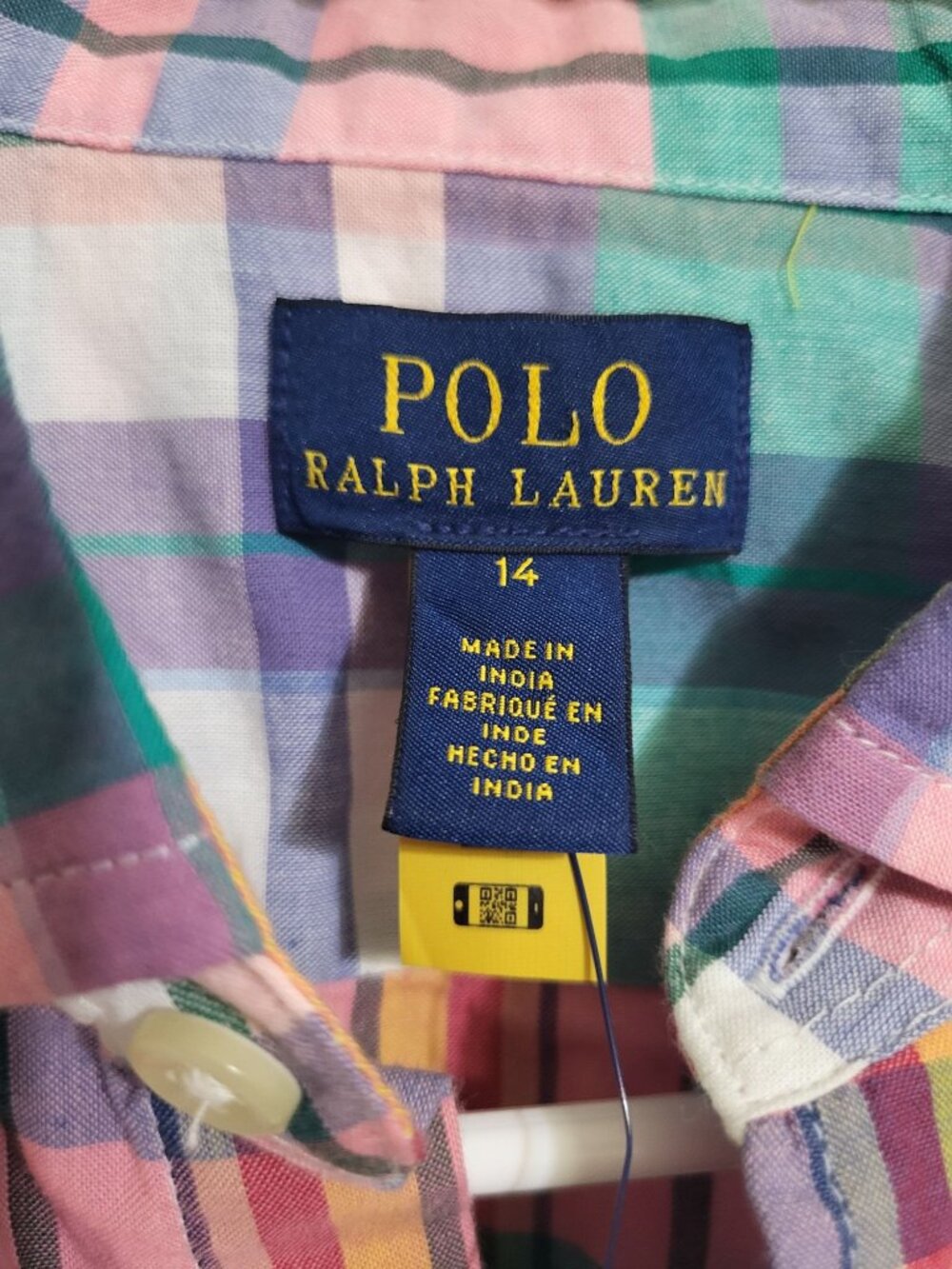 Polo Ralph Lauren Girls Plaid Madras Button Down Dress 14 Multicolor Preppy - Picture 4 of 9